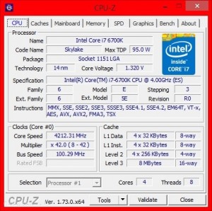 MSI Z170 Gaming M5 CPU-Z Stock